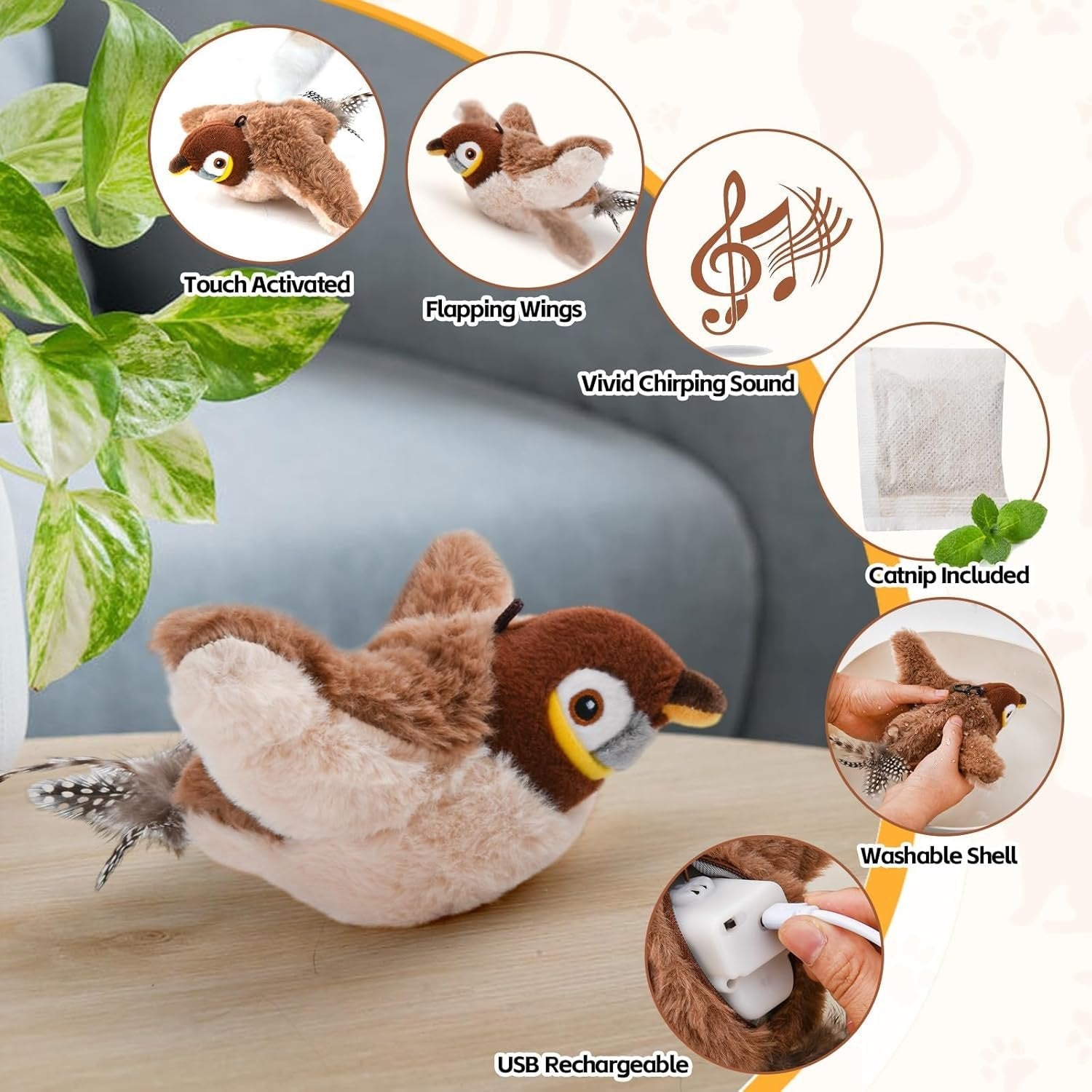 ChirpBuddy – Interactive Plush Bird Cat Toy