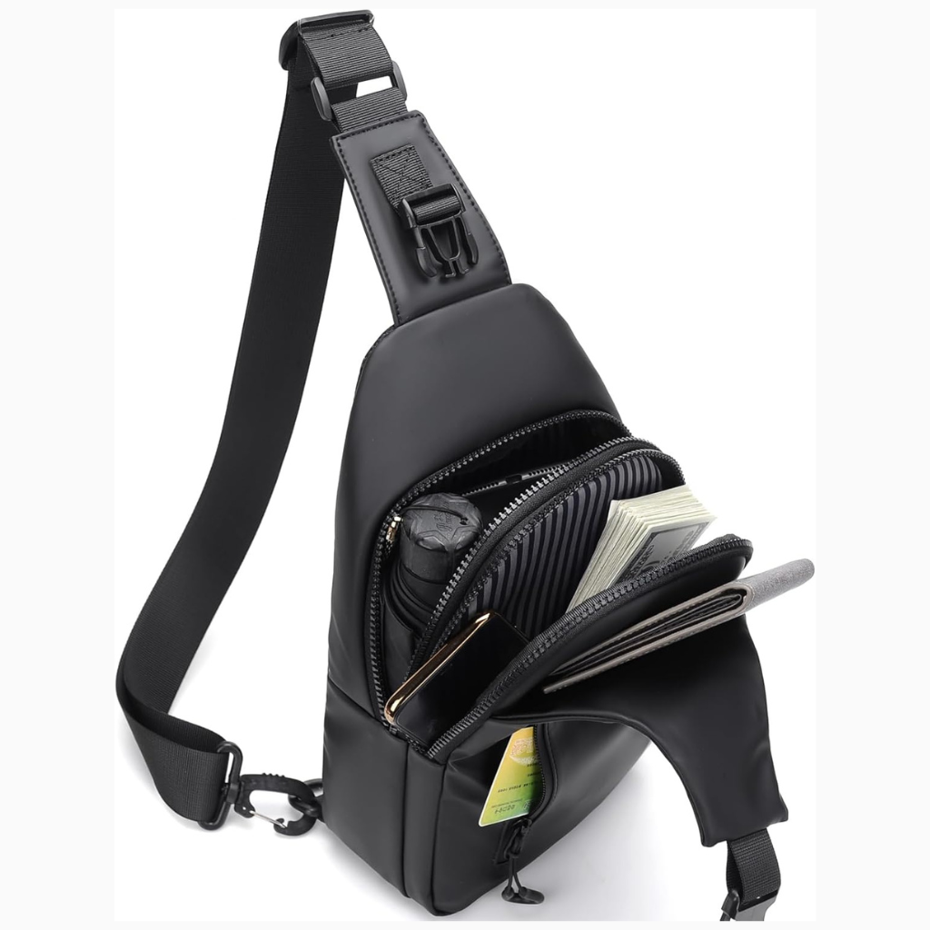 Kompaktná cestovná taška cez telo s bezpečnými vreckami na zips