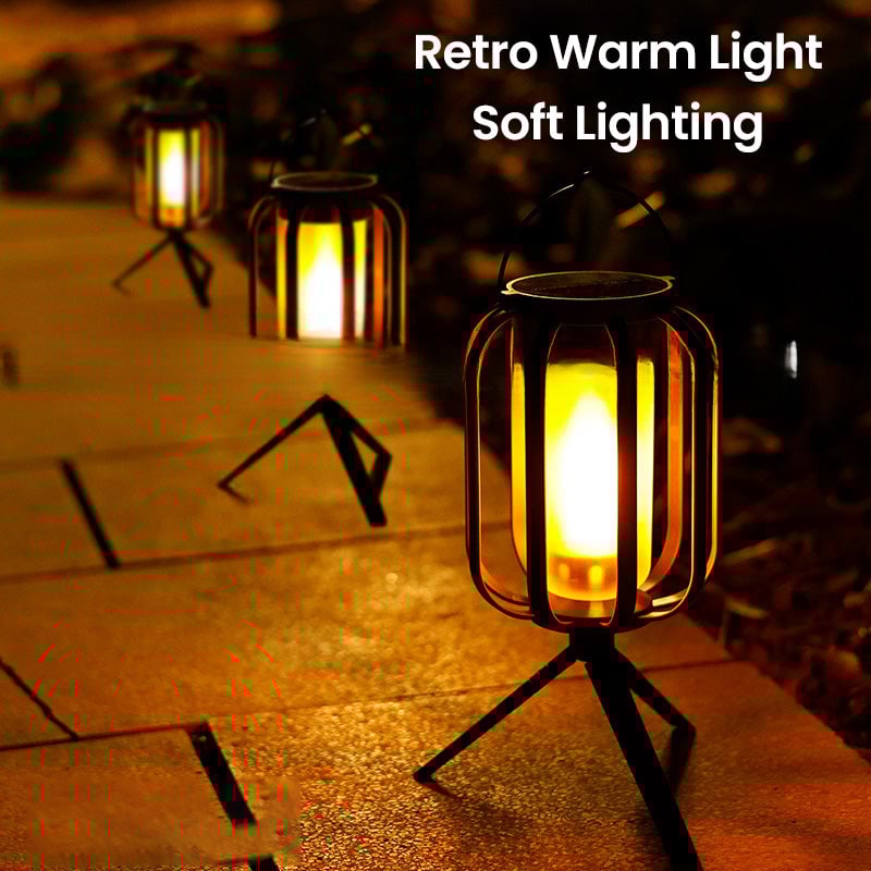 Dual-Flame Solar Lantern – Flickering Outdoor Garden Light