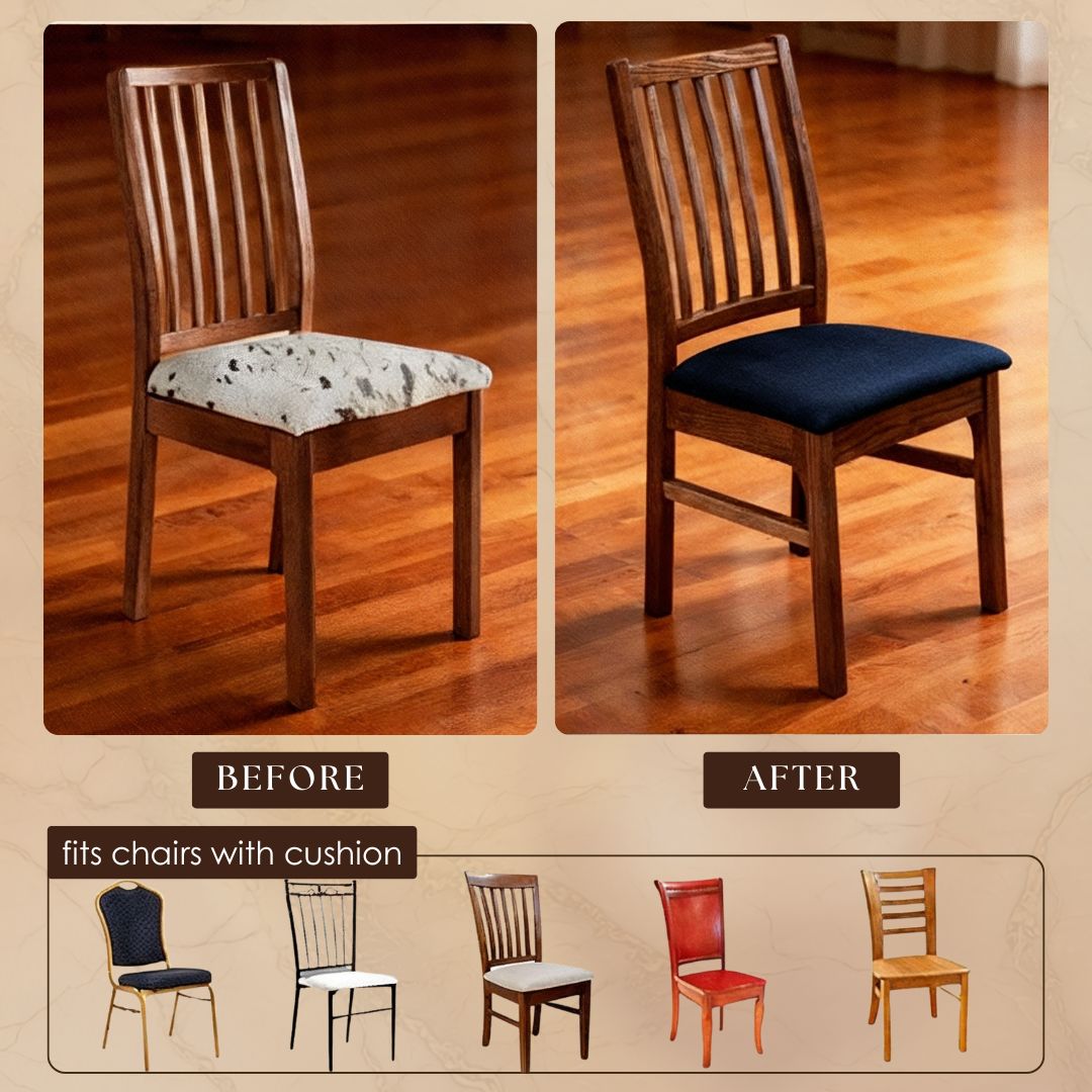 Seatella-ダイニング用椅子座面の伸縮カバー(4枚組)