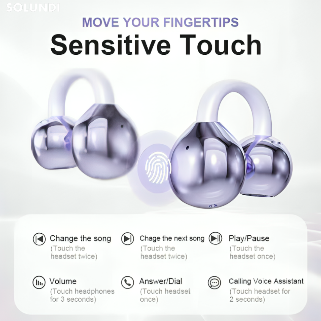 OpenBeats – avoimen korvan langattomat klipsikuulokkeet latauskotelolla