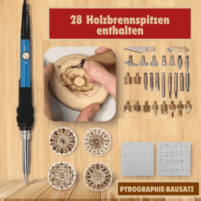 PyroCraft Pro — Set mit Brandmalstift für Holzbrandmalerei und Pyrografie