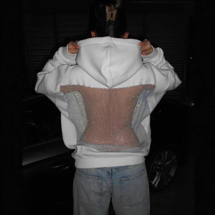 AuraVibe – Oversize-Hoodie für Damen mit Rückenteil aus Strasssteinen