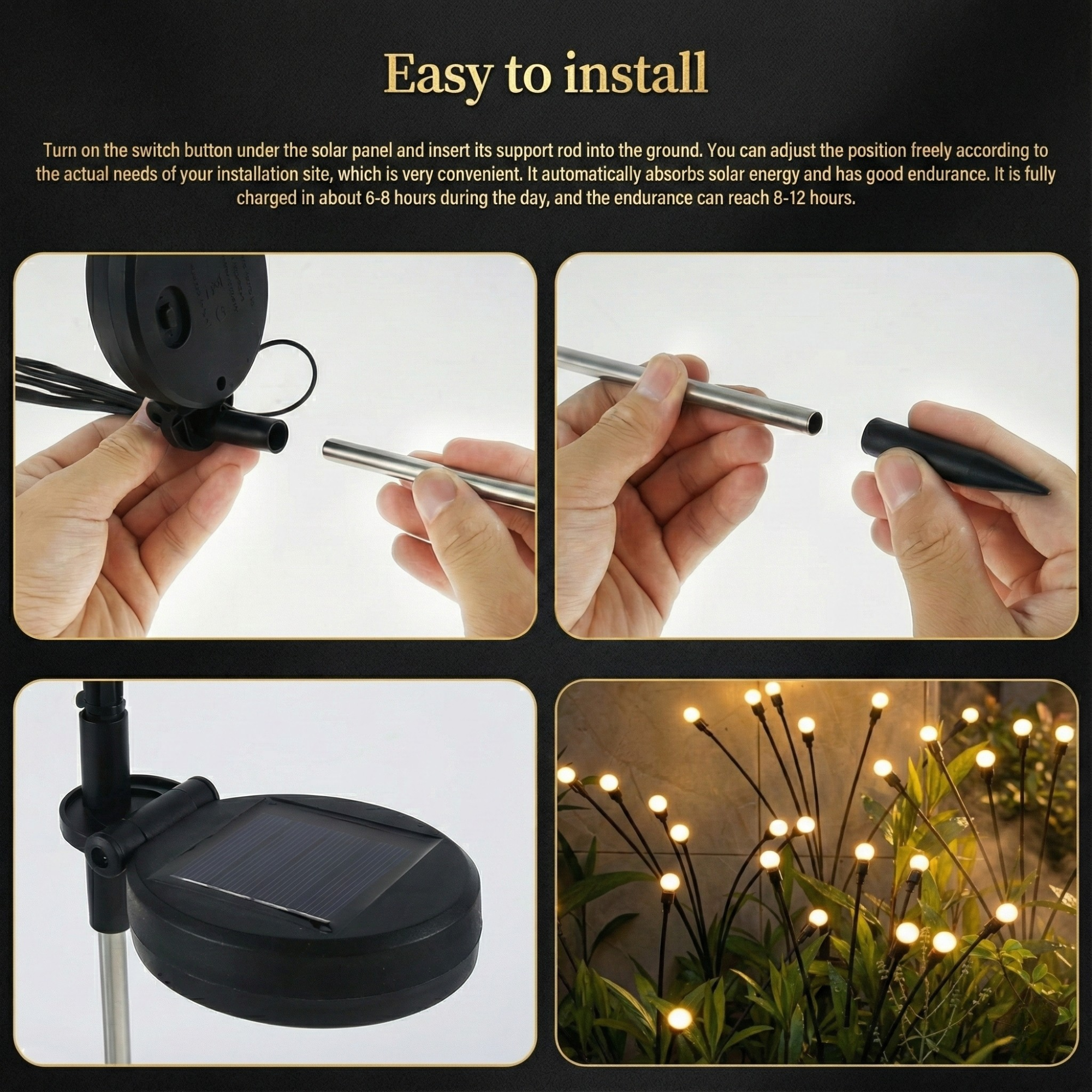 GlowNest —Solar Garden Firework Lights with Color Changing LEDs