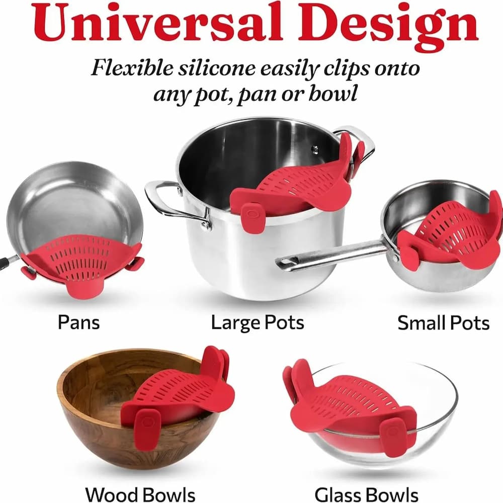 ClipDrain Elite — Clip-On Pot Strainer for Draining Pasta and Vegetables