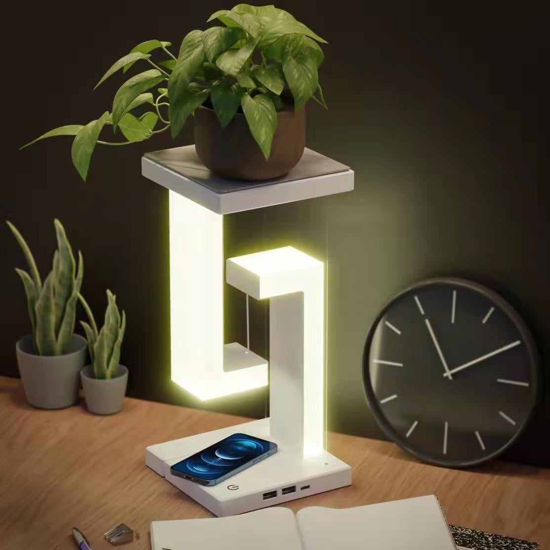 LED Desk Lamp with Wireless Charging and Modern Floating Design