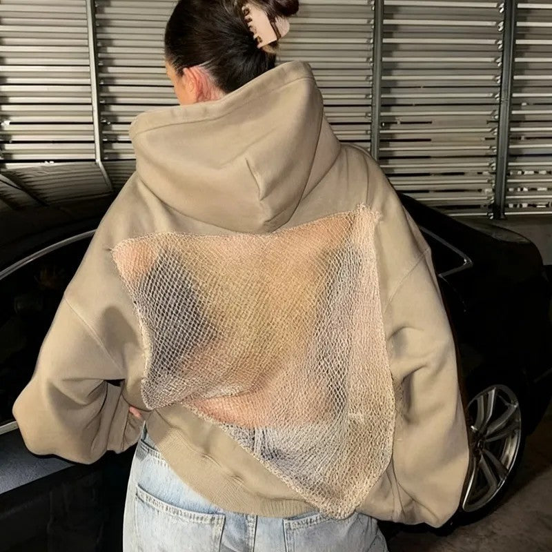 AuraVibe – Oversize-Hoodie für Damen mit Rückenteil aus Strasssteinen