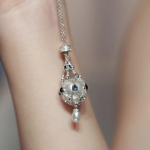 Drágakőfény állítható gyöngy medálos nyaklánc