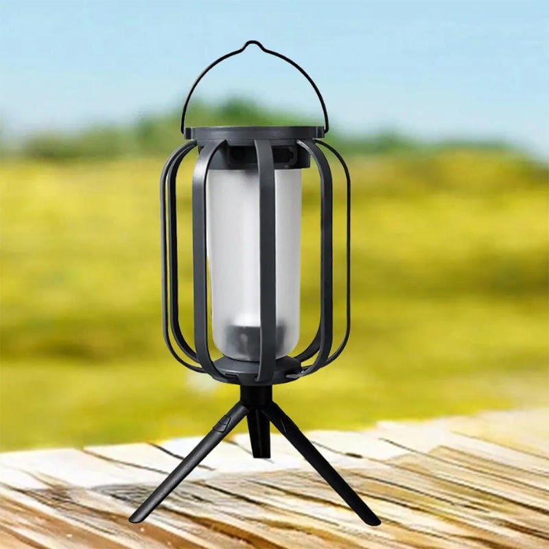 Dual-Flame Solar Lantern – Flickering Outdoor Garden Light