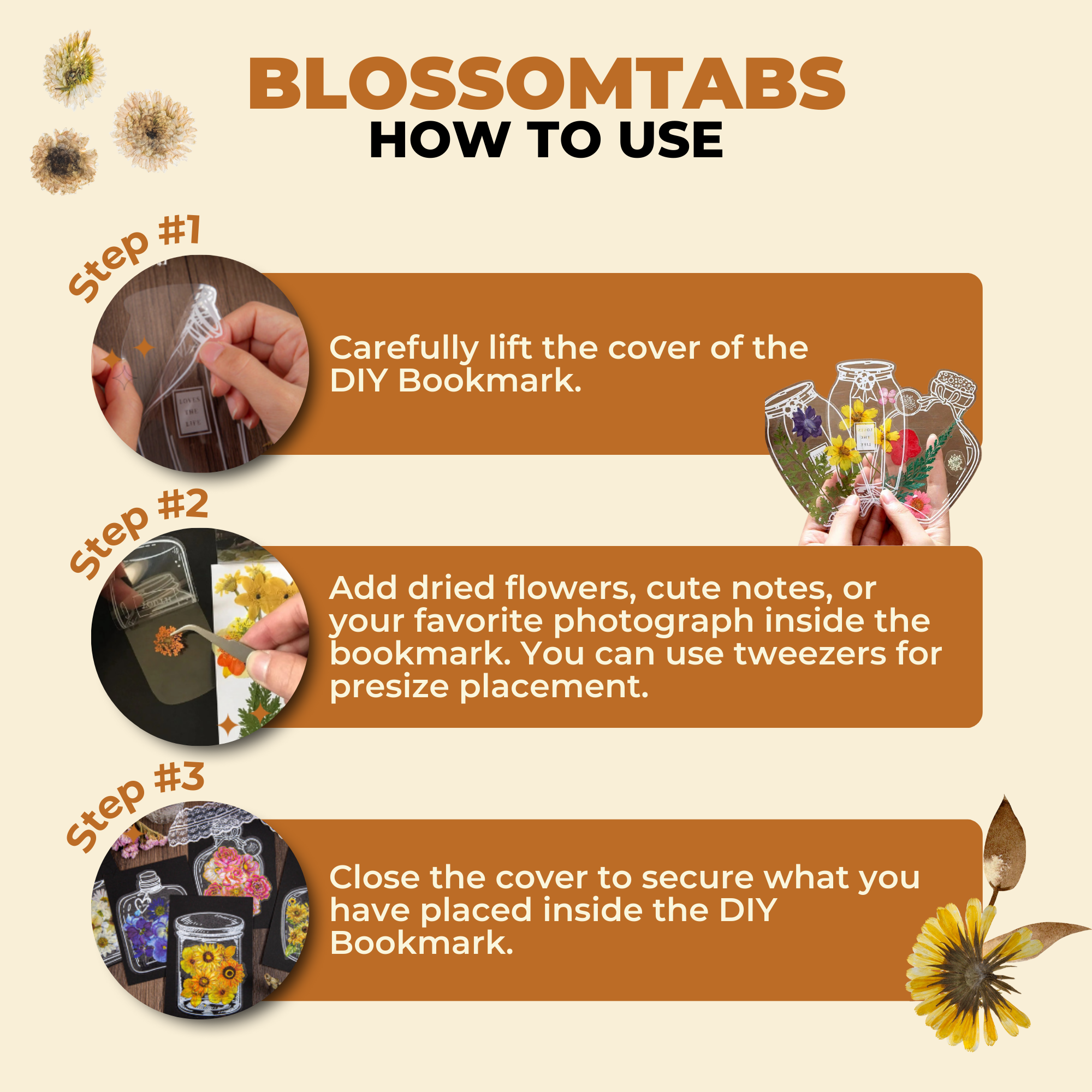 BlossomTabs – Transparente Blumenaufkleber zum Selbstgestalten für Tagebücher