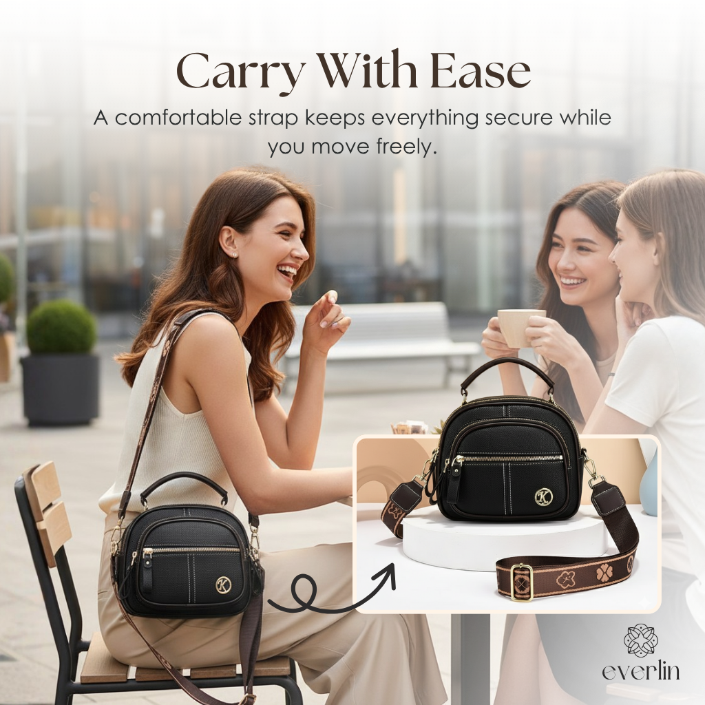 Everlin - Lightweight Daily Crossbody Bag with Multi-Pocket Design
