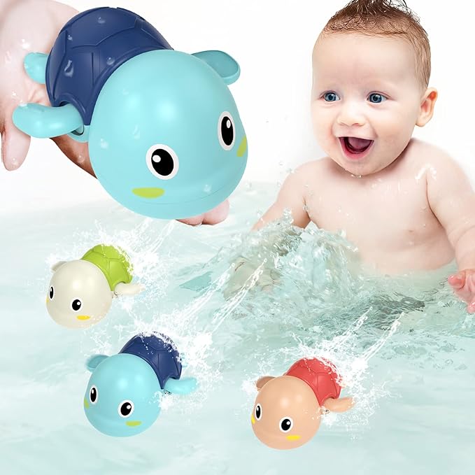 TinyTide Interactive Turtle Bath Toy Set for Water Play