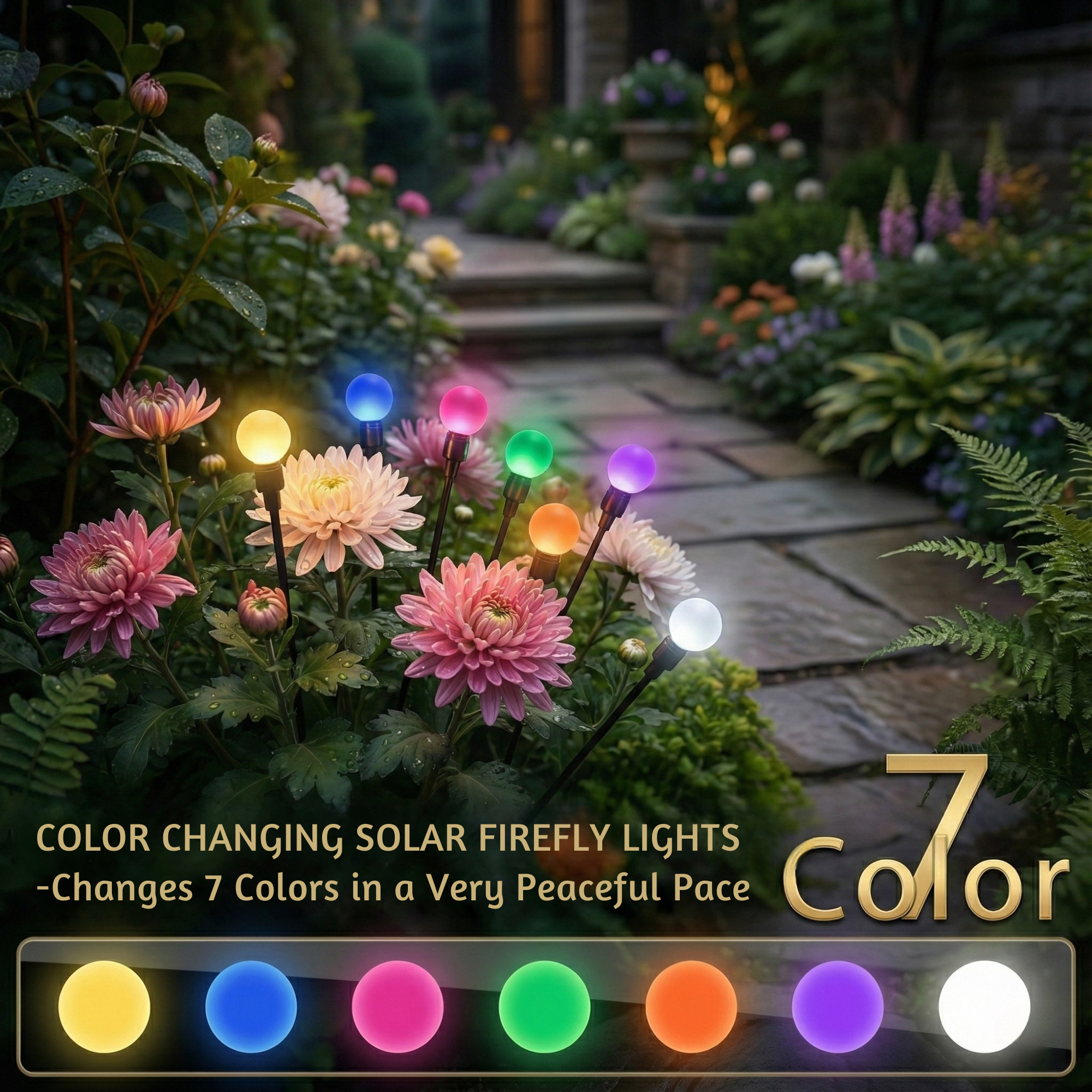 GlowNest —Solar Garden Firework Lights with Color Changing LEDs