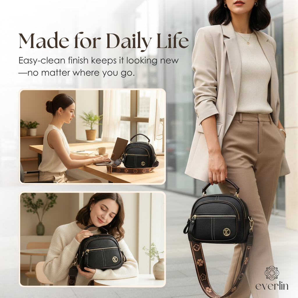 Everlin - Lightweight Daily Crossbody Bag with Multi-Pocket Design