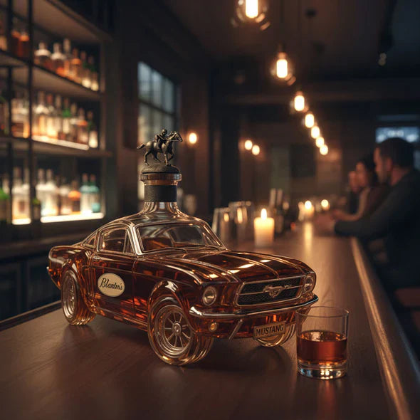 Elegant Mustang whiskyflaske – minimalistisk design til hjemmebaren