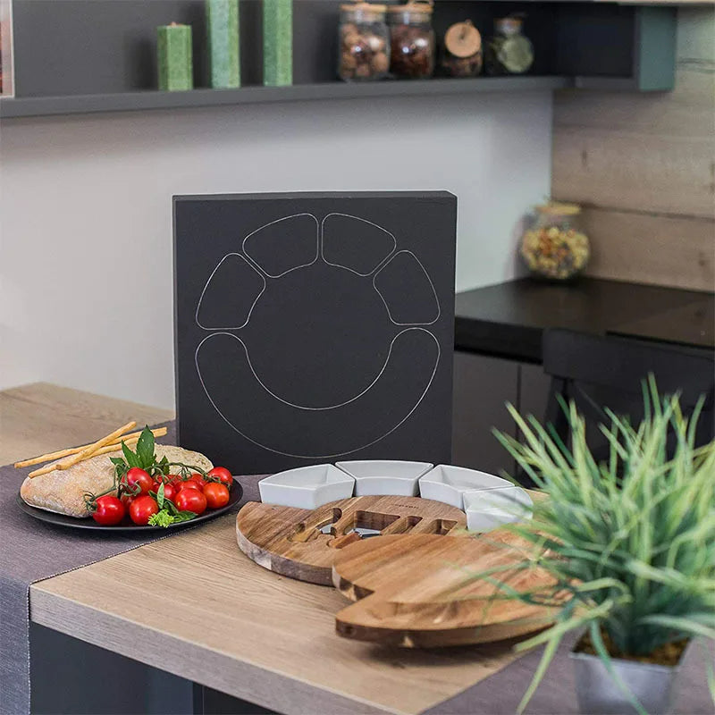 LuxeServe - Akaasiapuinen juustotarjotin ja veitsisarja