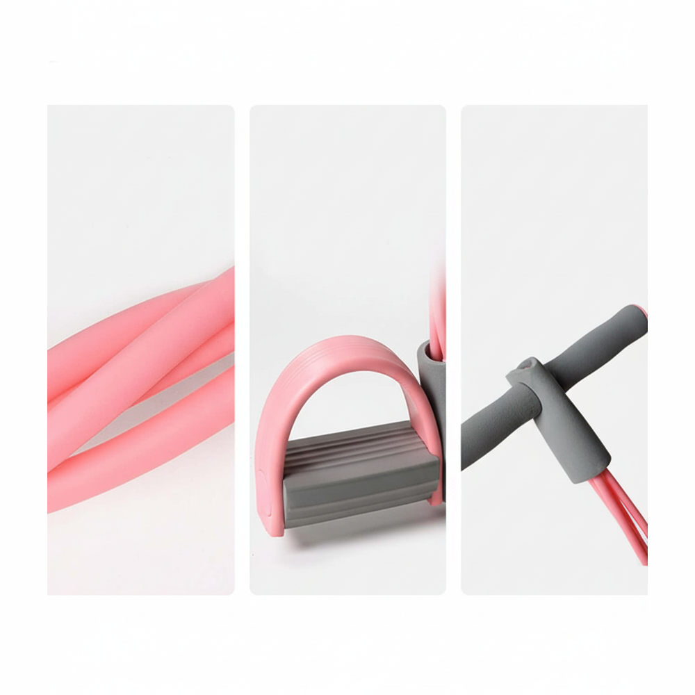 Ejercitador con banda de resistencia y pedales para entrenar en casa y tonificar