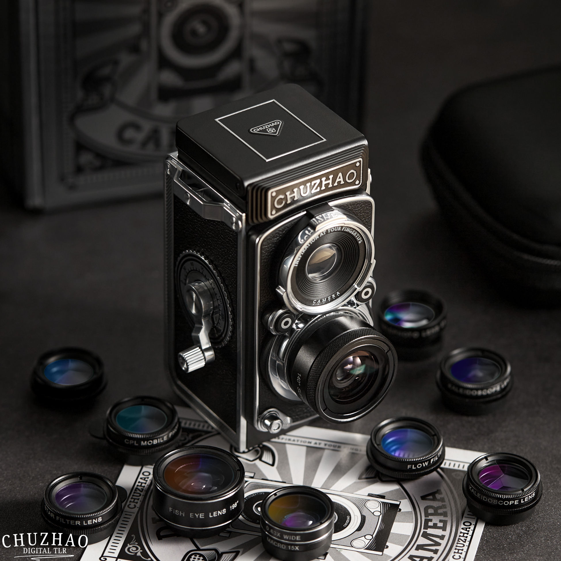 LuminaVue TLR 2.0 — Kit de lentes para teléfono con cámara retro para fotografía móvil creativa