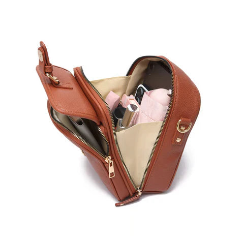 Kétzsebes, keresztpántos rendszerező táska