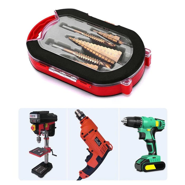 BladeForce Pro — Titanium-Coated Step Drill Bit Set for Metal, Wood, and Plastic