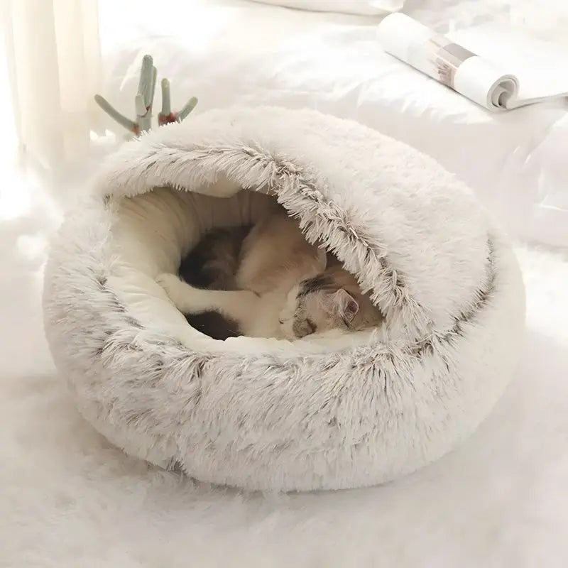 CozyCave- Plush Hooded Pet Bed