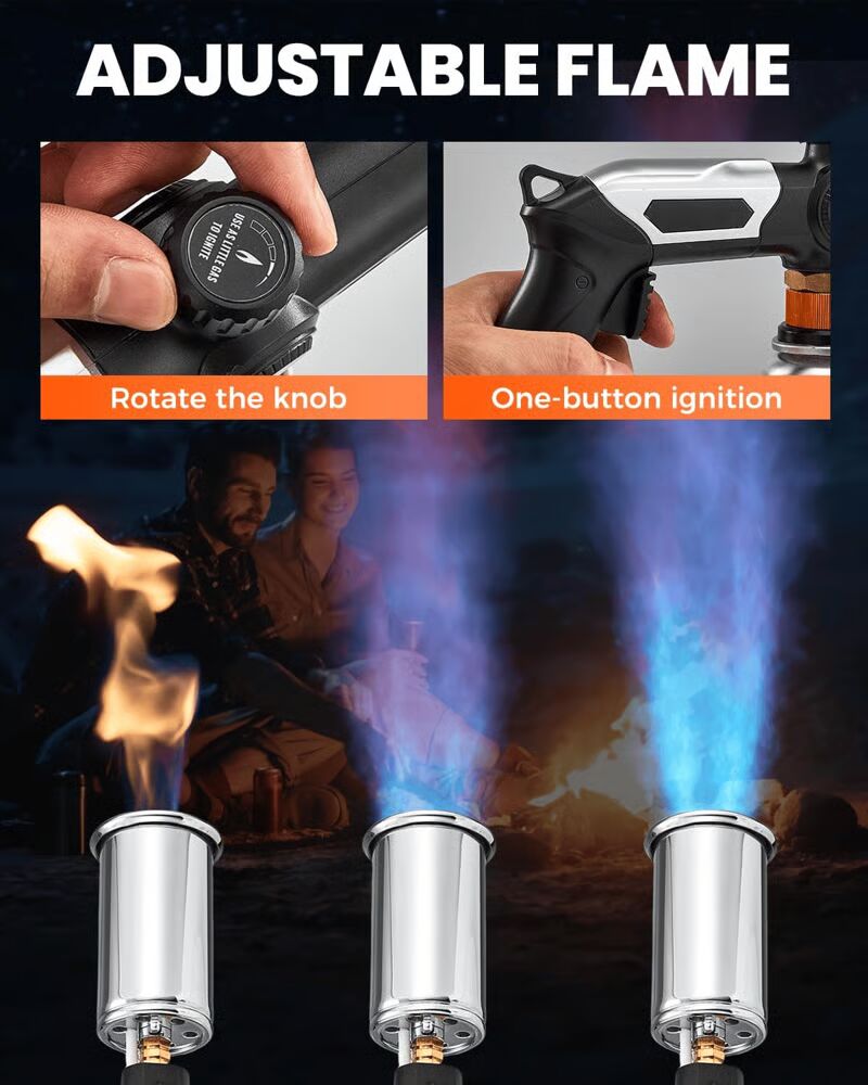 Erős propánfáklya állítható lánggal (a tartály nem tartozék)