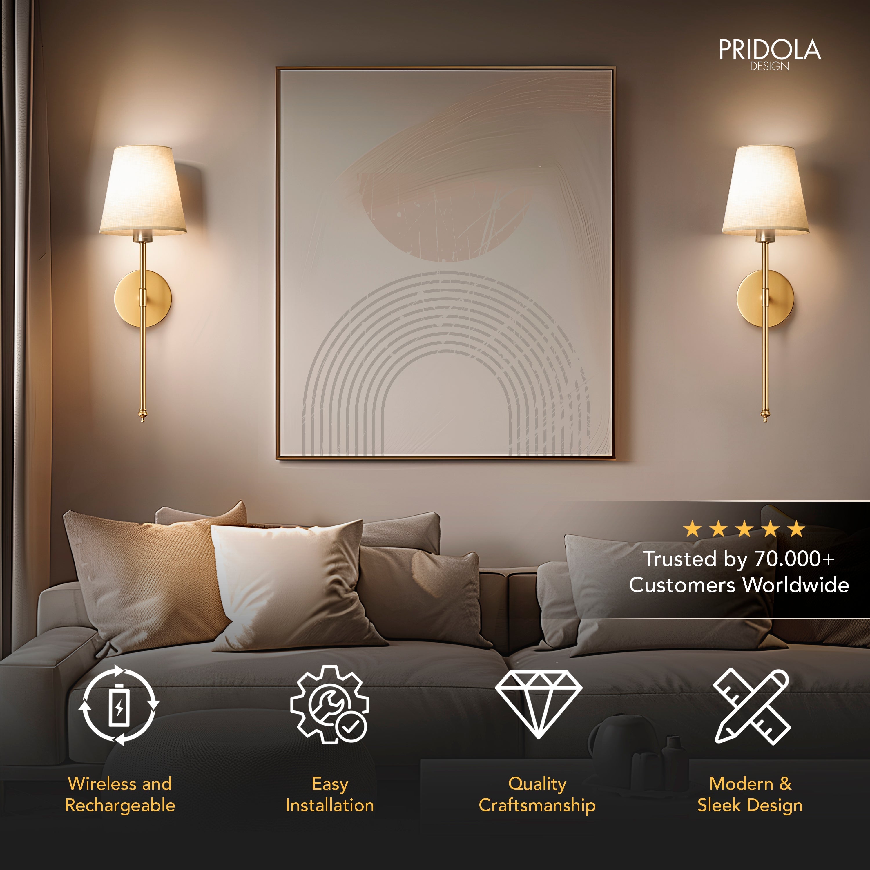 LuxeGlow Sconce - Wall Light for Easy, Tool-Free Home Lighting