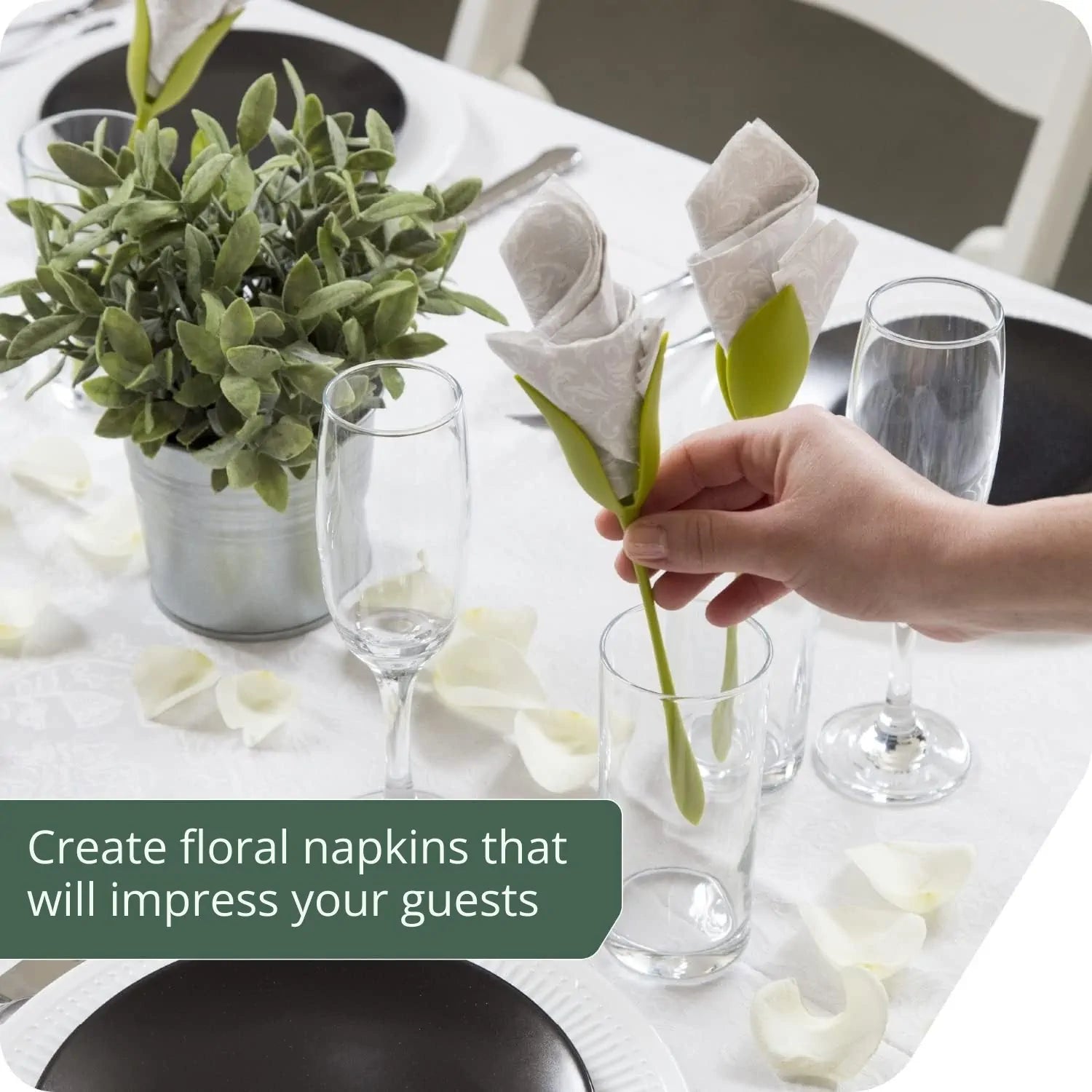 NapkinBloom - Set di strumenti per piegare i tovaglioli a forma di fiore