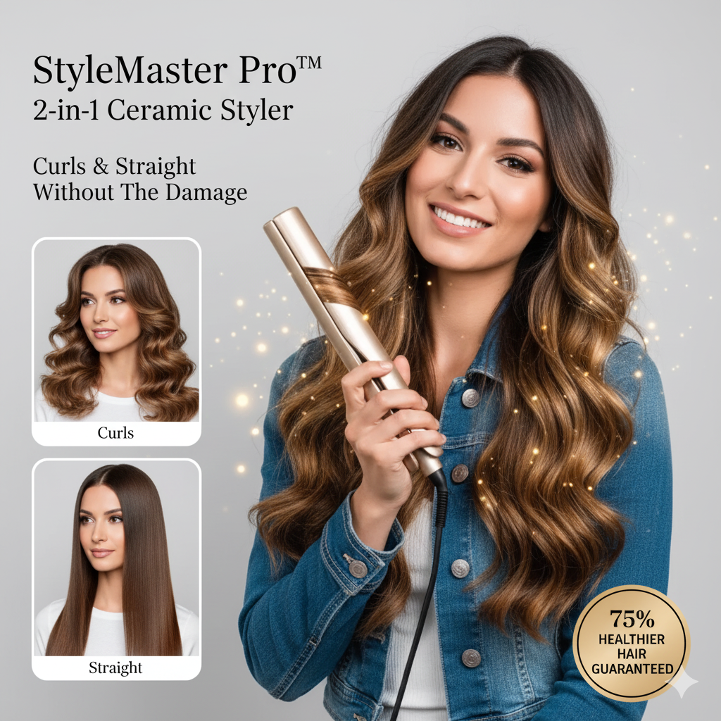 StyleMaster Pro - 2-in-1 Hair Styler for Curls and Straight Looks