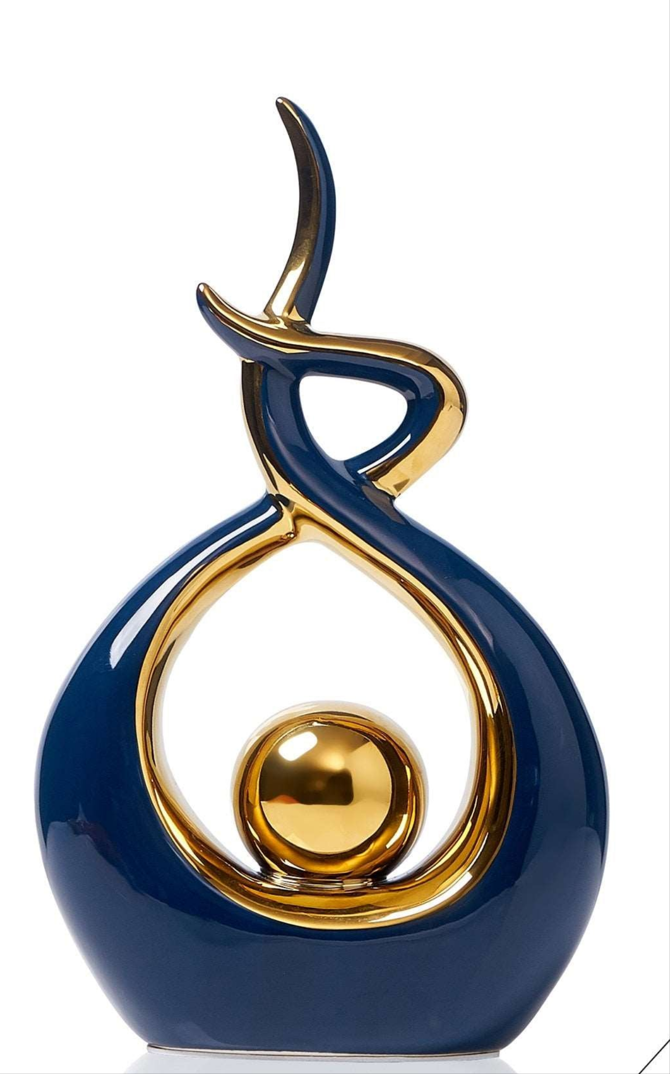 LuxeForm - Abstract keramisch beeldje met gouden accent