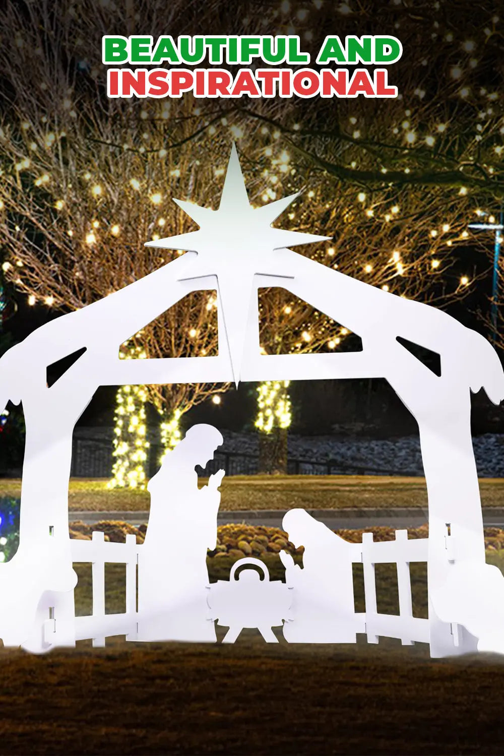 HolyGlow – Plenerowa dekoracja bożonarodzeniowa: szopka z figurami