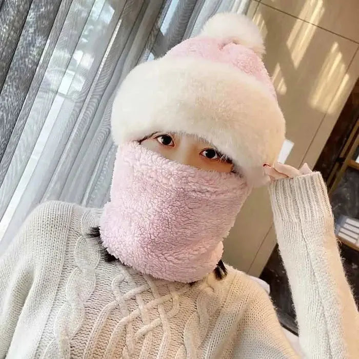 Szélálló, pihe-puha beanie sapka sállal