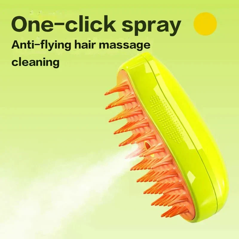 3-in-1 Steamy Cat Brush with Spray & Massage Design