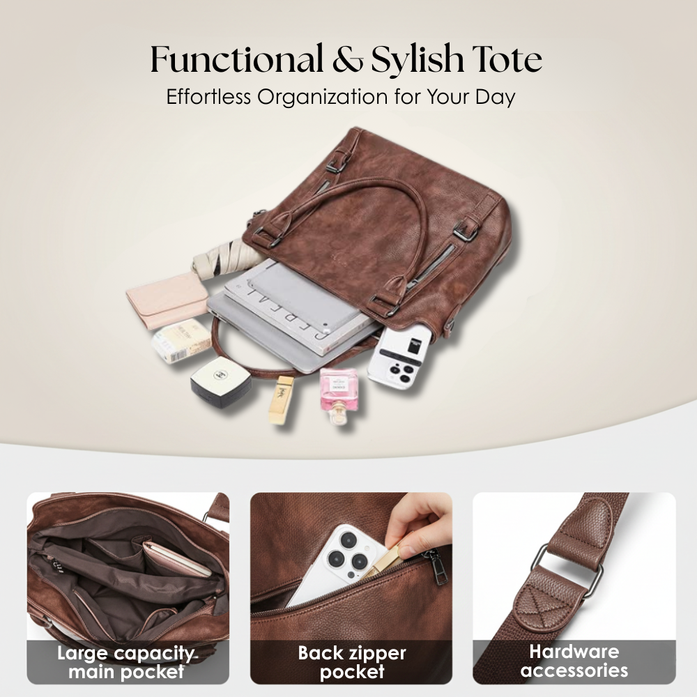 Everyday Structured Tote Bag with Zip Closure