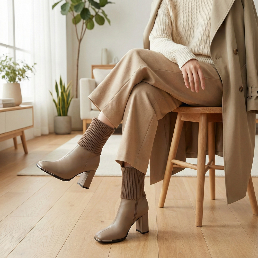 Stretch Knit Heeled Boots with Sleek Everyday Fit