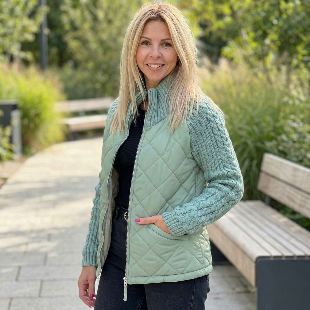 Knitted Patchwork Puffer Jacket for Everyday Layering