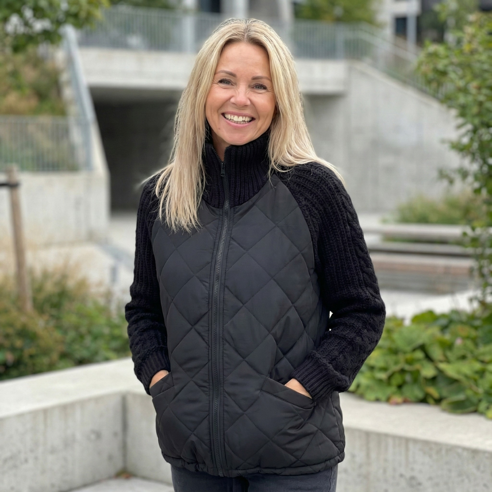 Knitted Patchwork Puffer Jacket for Everyday Layering