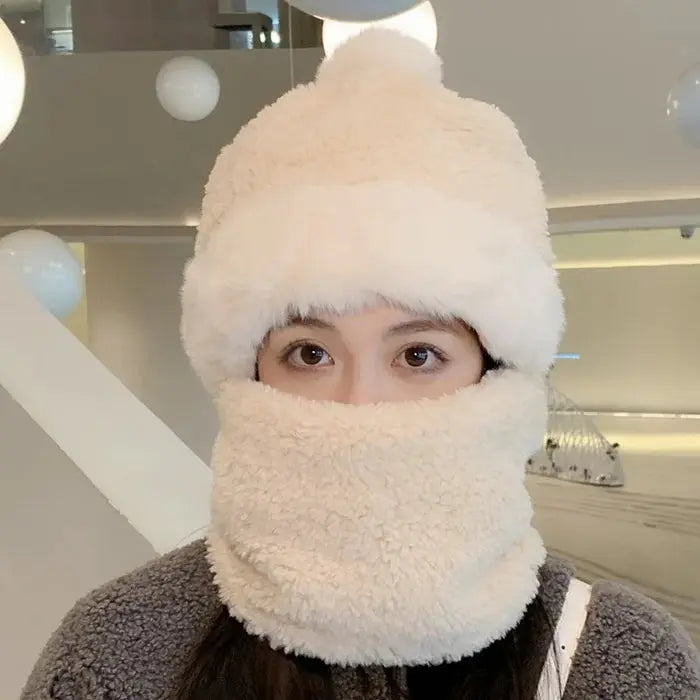 Szélálló, pihe-puha beanie sapka sállal