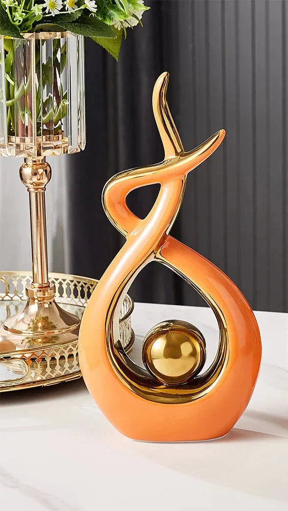 LuxeForm - Abstract keramisch beeldje met gouden accent