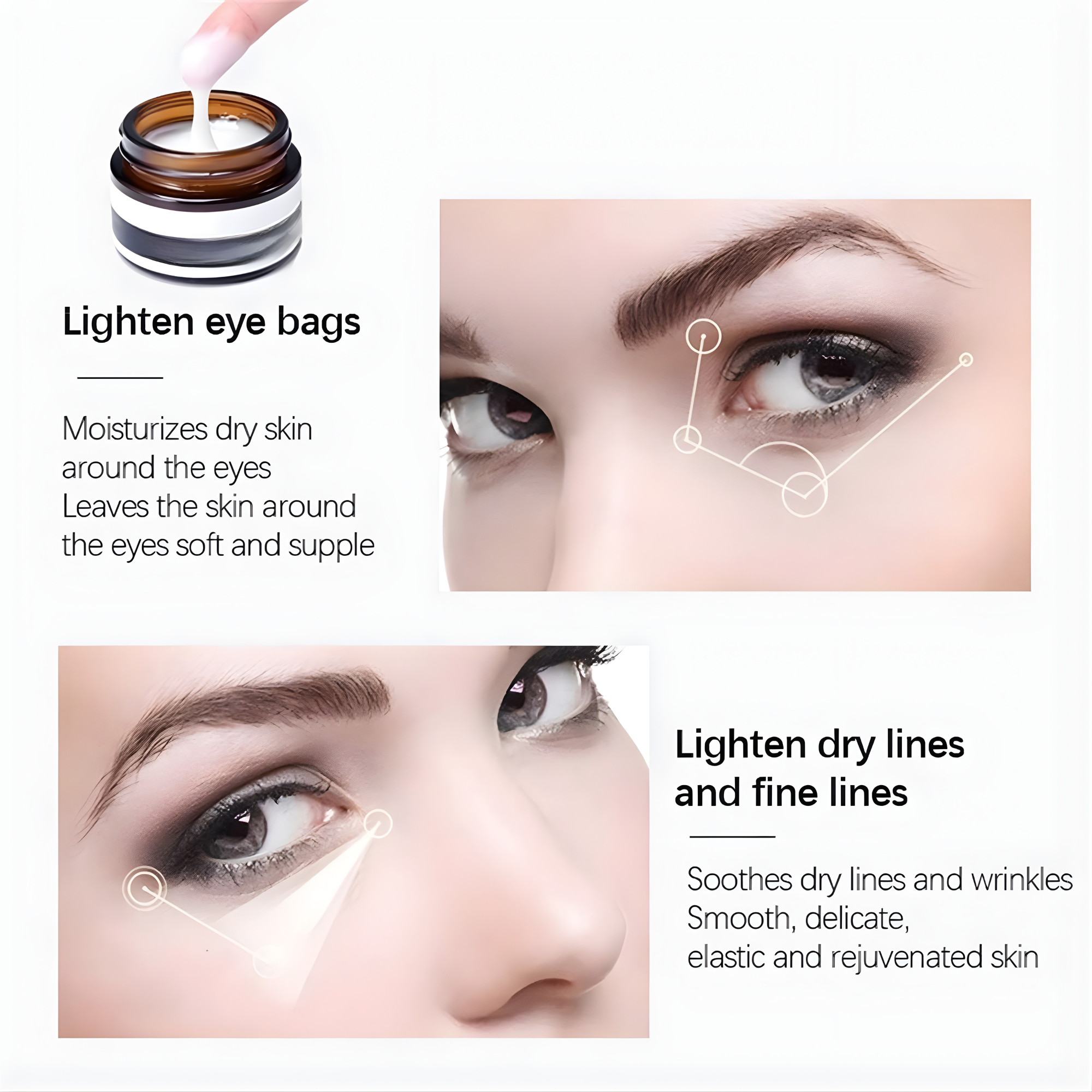 VivaLuxe Eye Elixir — Crema hidratante para el contorno de ojos para ojeras, bolsas y líneas finas