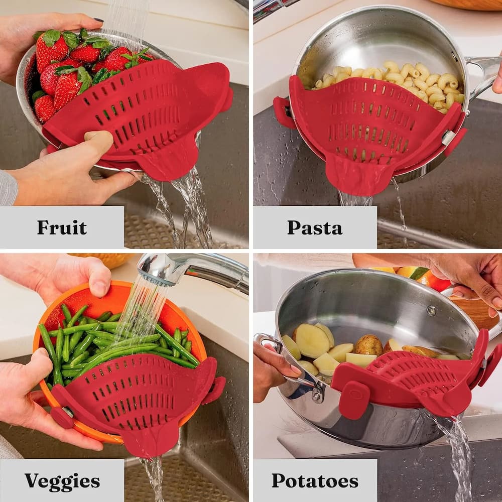 ClipDrain Elite — Clip-On Pot Strainer for Draining Pasta and Vegetables