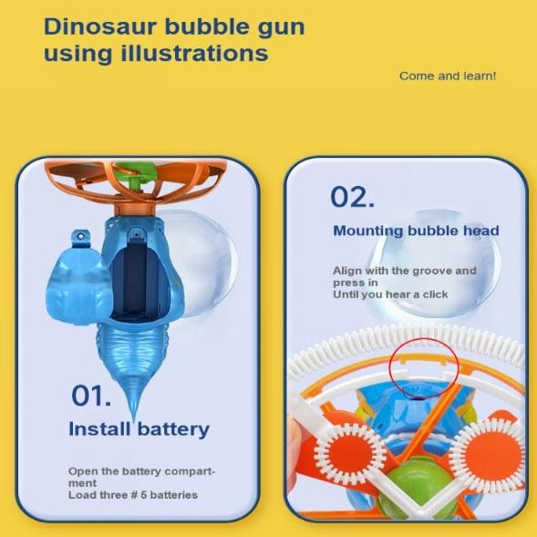 MiniDino Portable Dinosaur Bubble Blaster Toy