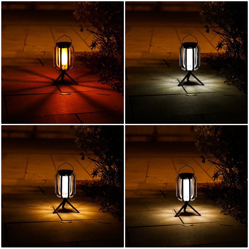 Dual-Flame Solar Lantern – Flickering Outdoor Garden Light