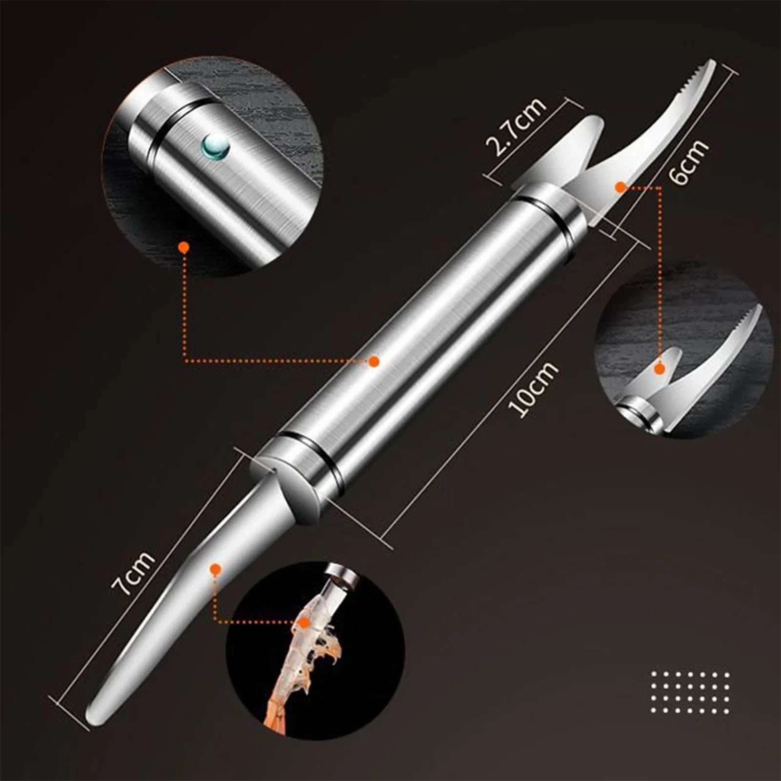 SeaMaster mångsidig 5‑i‑1-kniv för rensning och beredning av räkor och fiskar