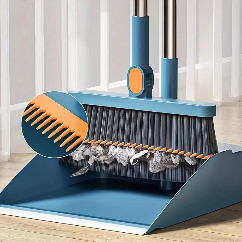 SwiftSweep Pro — Long Handle Broom and Dustpan Set with Upright Storage