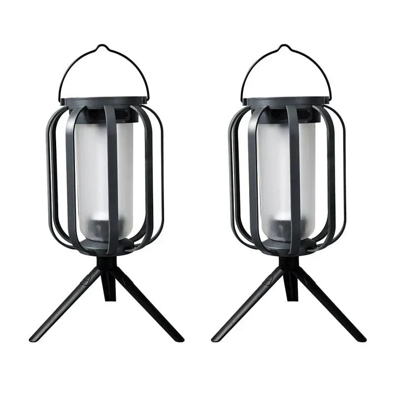 Dual-Flame Solar Lantern – Flickering Outdoor Garden Light