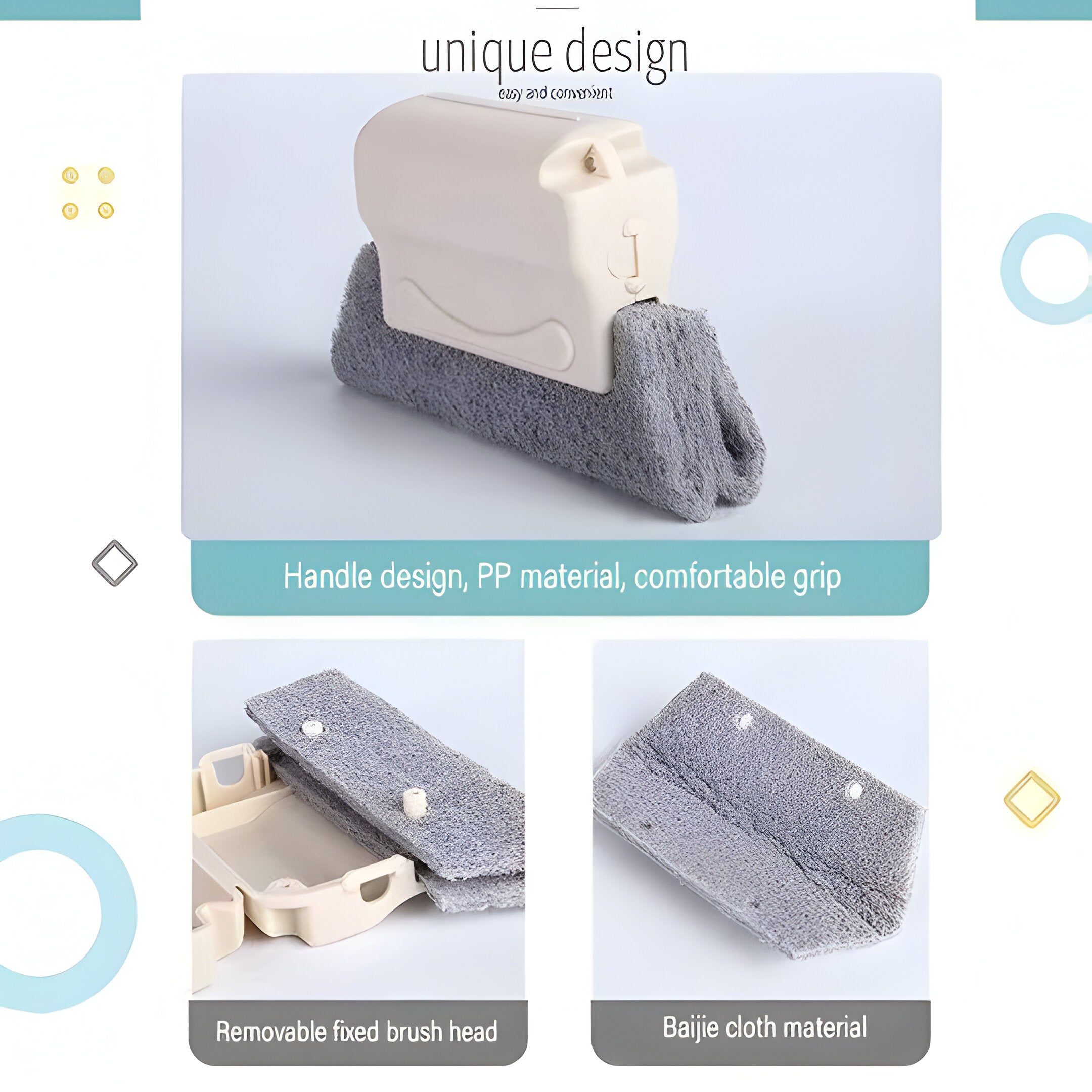 VistaClean - Brosse de nettoyage pour rails d’angle et de fenêtre, pour rainures et fentes