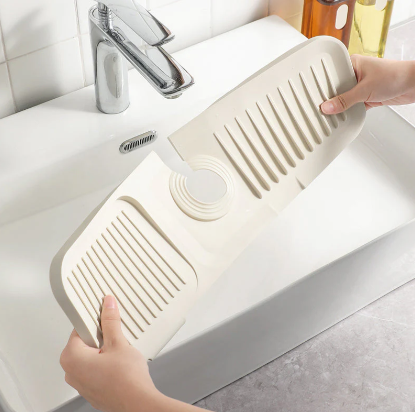 HydroGuardX — Sink Organizer Mat with Drain Tray for Kitchen & Bathroom Use