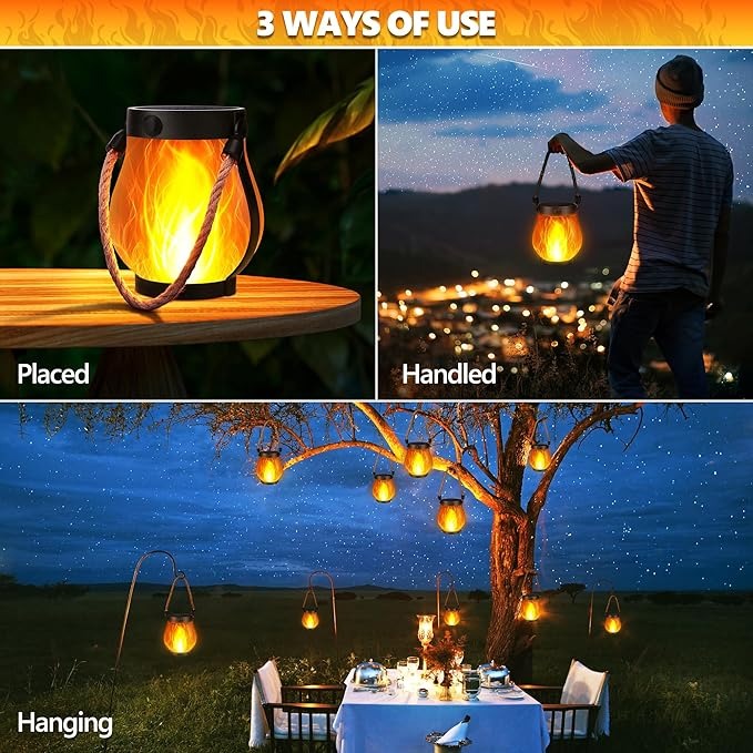 LumaFlare Pro - Solar Flame Effect Lantern for Outdoor Spaces