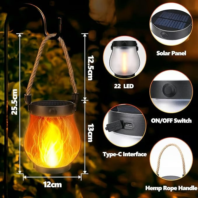 LumaFlare Pro - Solar Flame Effect Lantern for Outdoor Spaces